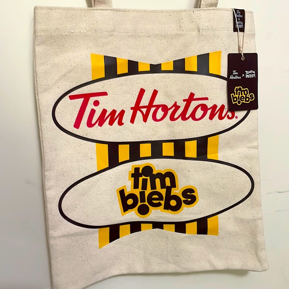 NWT Tim Biebs tote Justin Bieber Tim Hortons